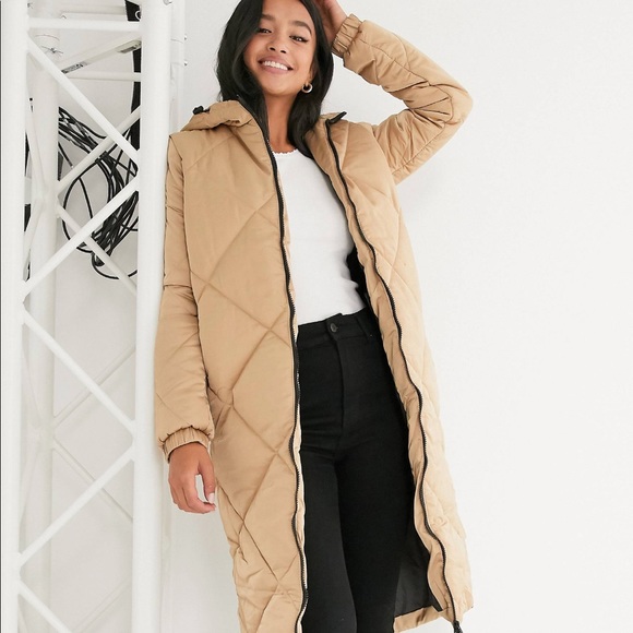 Nasty Gal Jackets & Blazers - NWT Quilted Longline Maxi Hooded Coat